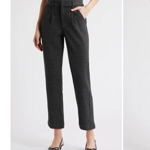 Wit & Wisdom Skyrise Pleated Herringbone Twill Straight Leg Ankle Trousers